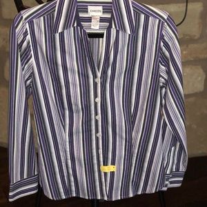 Long Sleeve Button Down V Neck Shirt